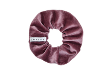Load image into Gallery viewer, Hi! I'm FREJA, a pink velvet scrunchie.  Throwback your style to the 90's with this hair scrunchie! Perfect for wearing in your hair or styling it around your wrist, this pretty scrunchie is the ultimate two-in-one accessory.