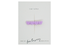 Load image into Gallery viewer, Hi! I&#39;m AYA, a lilac heart clip.  Hold back bangs, clip back hair, or simply use for stylistic purposes by adding some flair to your hair. Mix-and-match, and layer these hair clips or wear on their own for a soft, seasonal look.  In order to reduce packaging, clips will be consolidated on as few cards as possible. If you would like extra cards or to request clips arranged in a certain way, please leave a note on your order.