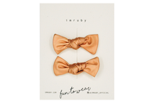 Load image into Gallery viewer, Hi! I&#39;m IDA, a set of golden holographic candy bows.  Clip those little hairs back in style with this set of velvet candy bows. It features alligator clip backings for easy placement in any fun hairstyle. 