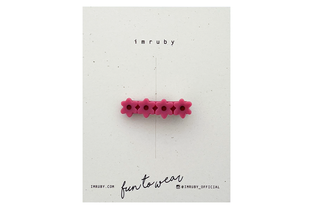 Hi! I'm LOULOU, a pink bubblegum flower clip.  Hold back bangs, clip back hair, or simply use for stylistic purposes by adding some flair to your hair. Mix-and-match, and layer these hair clips or wear on their own for a soft, seasonal look.