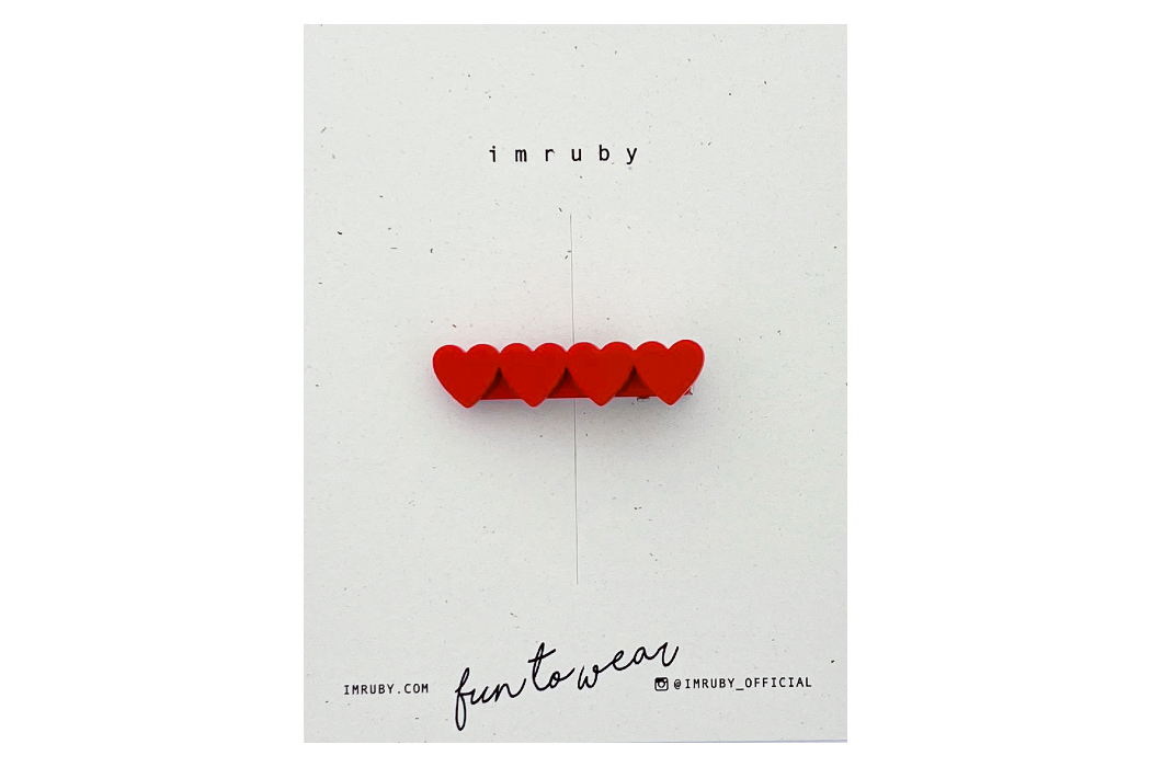 Hi! I'm SUKI, a red heart clip.  Hold back bangs, clip back hair, or simply use for stylistic purposes by adding some flair to your hair. Mix-and-match, and layer these hair clips or wear on their own for a soft, seasonal look.