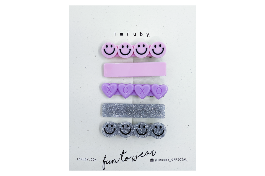 SET van 5 smiley clips