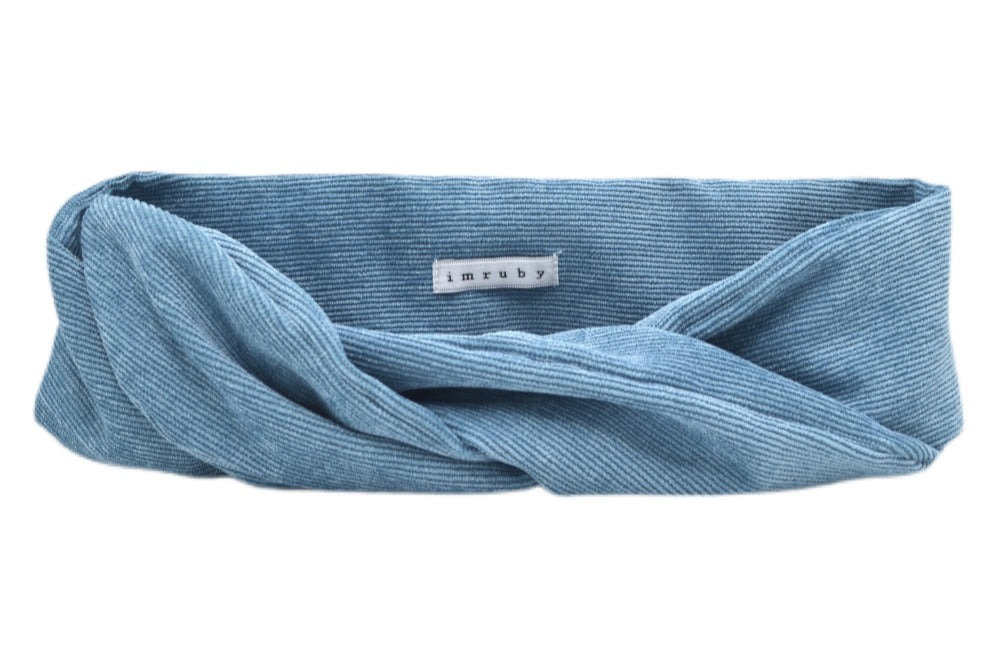 Hi! I'm FRANCES, a light blue corduroy headband.  This headband has an aluminium wire insert for a comfortable & cute fit. Twist it around your head and rock this pretty headband all day long!