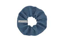 Load image into Gallery viewer, Hi! I&#39;m JACKIE, an darker blue corduroy scrunchie.  Throwback your style to the 90&#39;s with this hair scrunchie! Perfect for wearing in your hair or styling it around your wrist, this pretty scrunchie is the ultimate two-in-one accessory.
