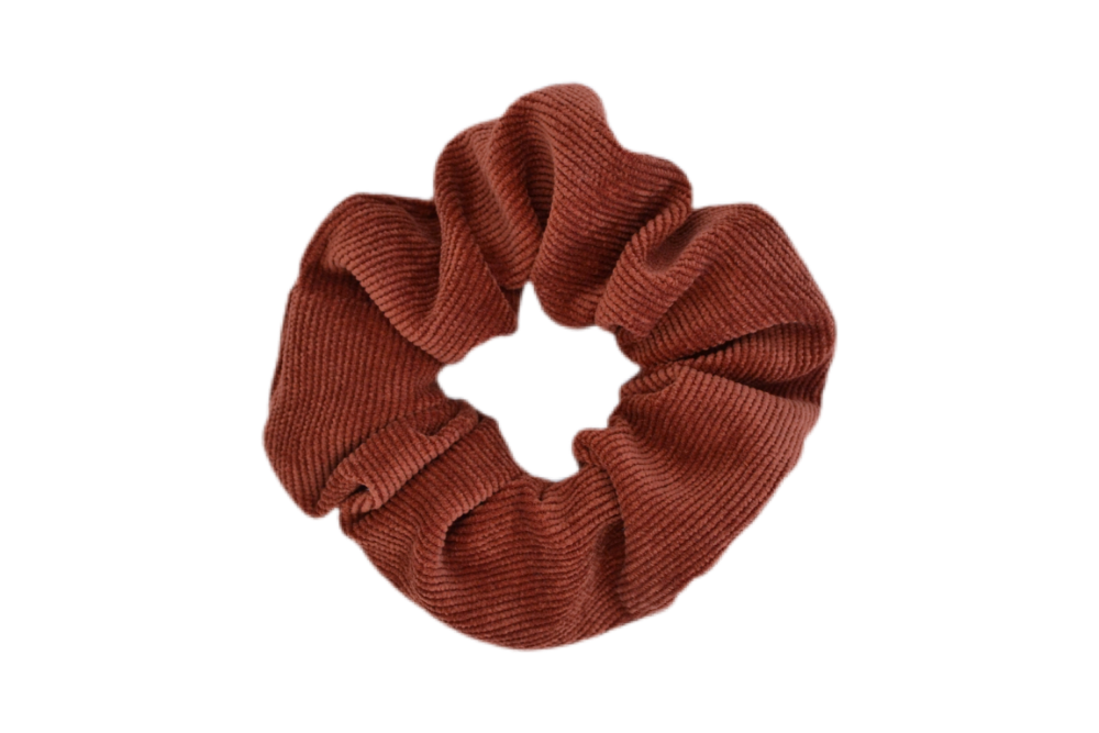 Hi! I'm LIZ, an orange corduroy scrunchie.  Throwback your style to the 90's with this hair scrunchie! Perfect for wearing in your hair or styling it around your wrist, this pretty scrunchie is the ultimate two-in-one accessory.