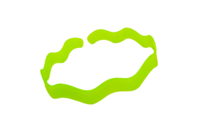 Hi! I'm LORINE, a neon wavy headband.  Messy hair is a thing of the past with a new wavy headband from imruby. They are super comfy and made from a plant-based acetate with a glossy finish.