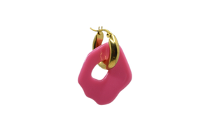 Hi! I'm MARIE, a pair of pink gold earrings.  They come with a gold-colored round hoop. With only 7 grams these earrings aren't heavy and you can wear them all day. Designed for teens and adults. Pick a pair that is the most “you” and make a statement!