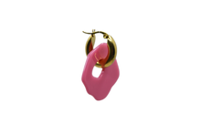 Afbeelding in Gallery-weergave laden, Hi! I&#39;m MARIE, a pair of pink gold earrings.  They come with a gold-colored round hoop. With only 7 grams these earrings aren&#39;t heavy and you can wear them all day. Designed for teens and adults. Pick a pair that is the most “you” and make a statement!