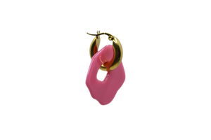 Hi! I'm MARIE, a pair of pink gold earrings.  They come with a gold-colored round hoop. With only 7 grams these earrings aren't heavy and you can wear them all day. Designed for teens and adults. Pick a pair that is the most “you” and make a statement!