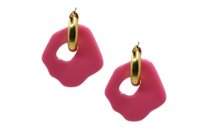 Hi! I'm MARIE, a pair of pink gold earrings.  They come with a gold-colored round hoop. With only 7 grams these earrings aren't heavy and you can wear them all day. Designed for teens and adults. Pick a pair that is the most “you” and make a statement!