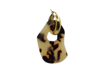 Load image into Gallery viewer, Hi! I&#39;m MAY, one flamed gold earring.  Dare to be bold with our new collection of plant-based acetate earrings. They come with a gold-colored round hoop. With only 9 grams these earrings aren&#39;t heavy and you can wear them all day. Designed for teens and adults. Just pick one that is the most &quot;you&quot; and make a statement! 