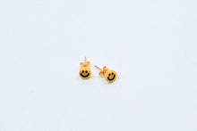 Load image into Gallery viewer, Hi! I&#39;m PEPPER, a yellow smiley set of 2 stud earrings.  If you are looking for a perfect everyday staple, stud earrings may be exactly what you need! They are very tiny and so cute! These earring sets are perfect for numerous piercings or just to mix and match! 